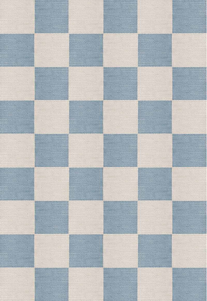 Chess Ullmatta Cornflower Blue in the group Rugs / All rugs / Rugs in pastels at Layered (WCHCB)